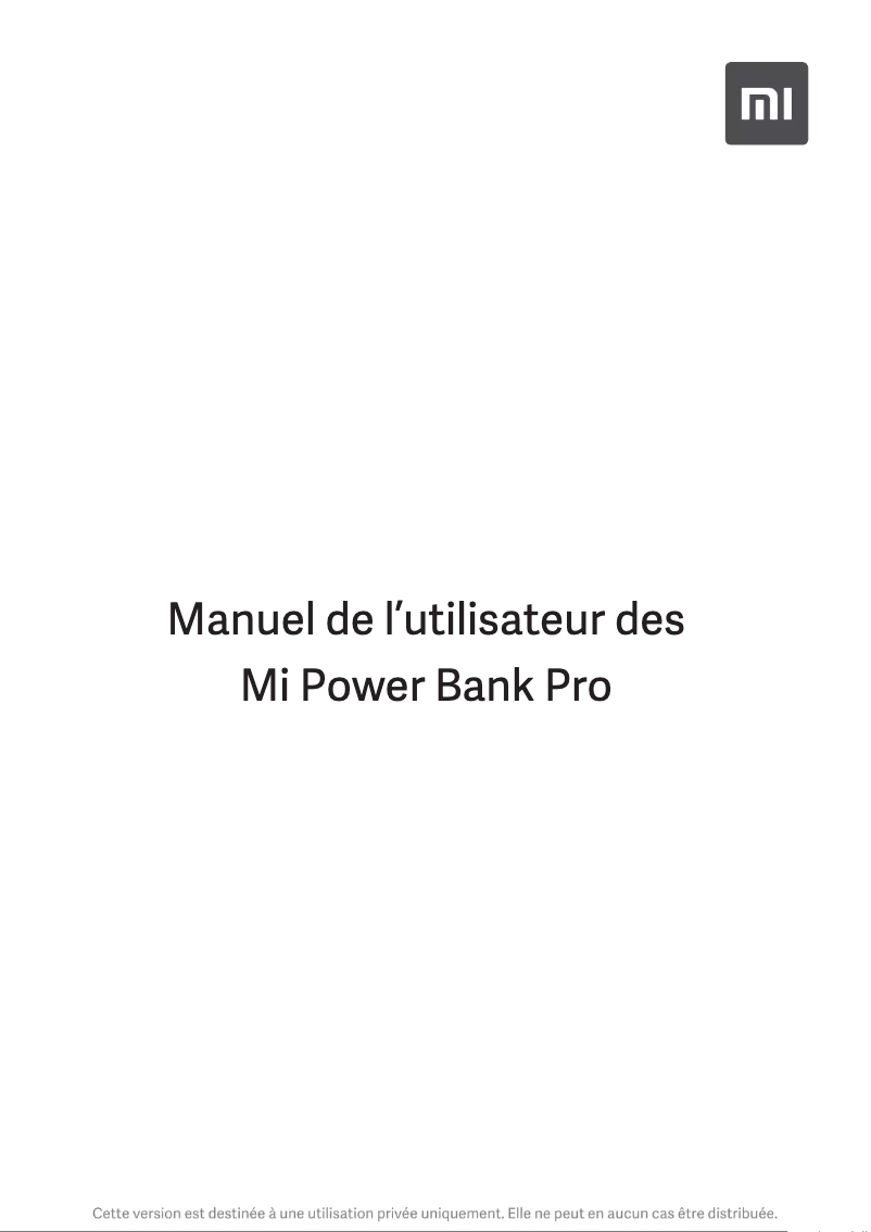 Page 1 of the manual User Manual Xiaomi Mi Power Bank Pro
