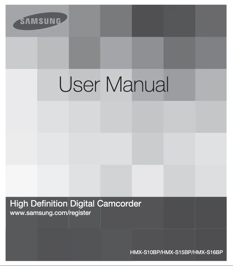 Page 1 of the manual User Manual Samsung HMX-S10BP