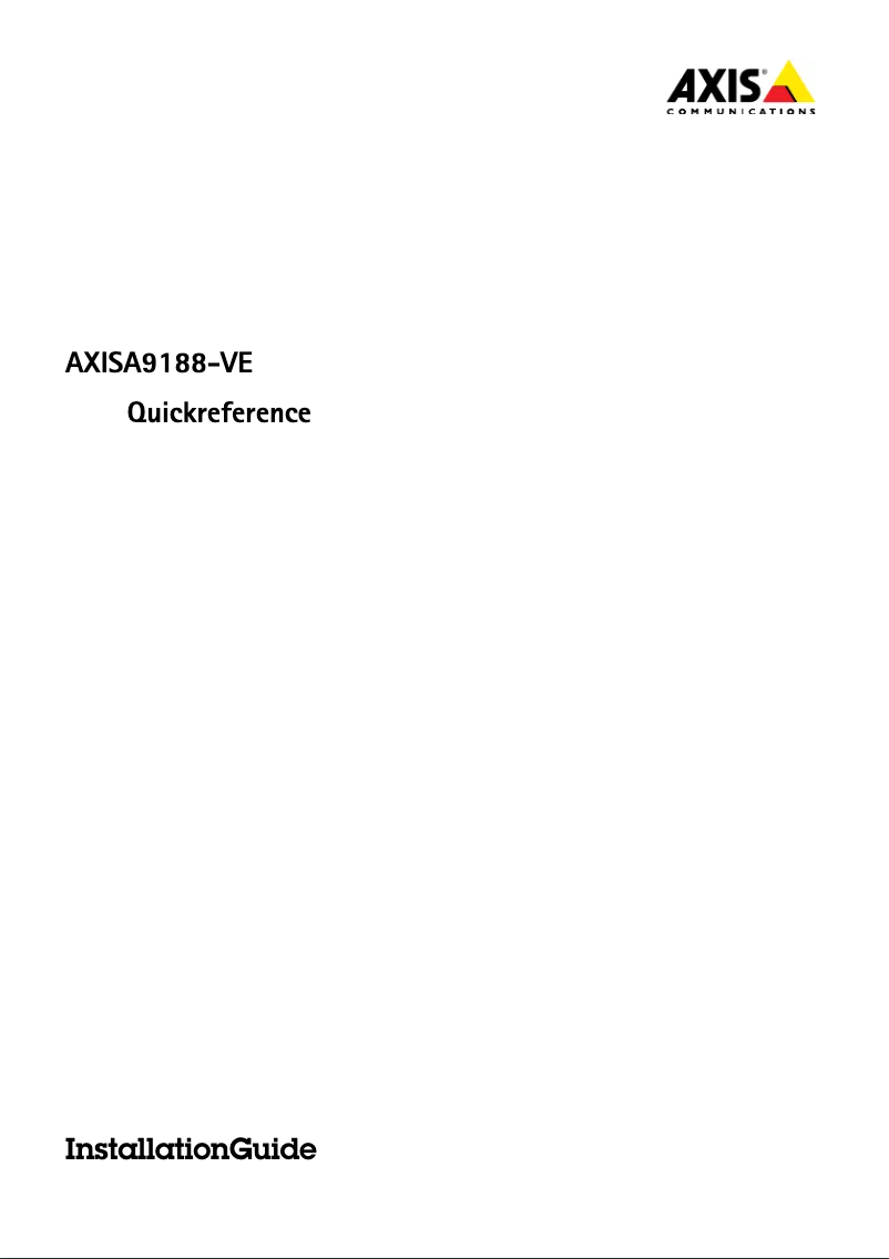 Page 1 of the manual User Manual Axis A9188-VE