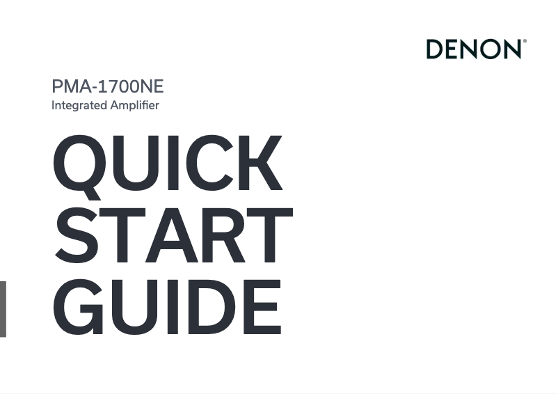 Page 1 of the manual Quick Start Guide Denon PMA-1700NE
