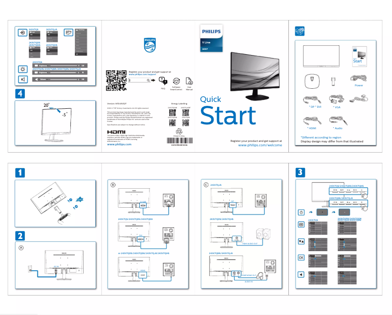Page 1 of the manual Quick Start Guide Philips 243V7QHSB