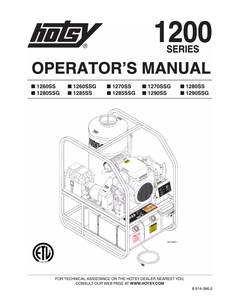 First page image of the manual for 1270SS
