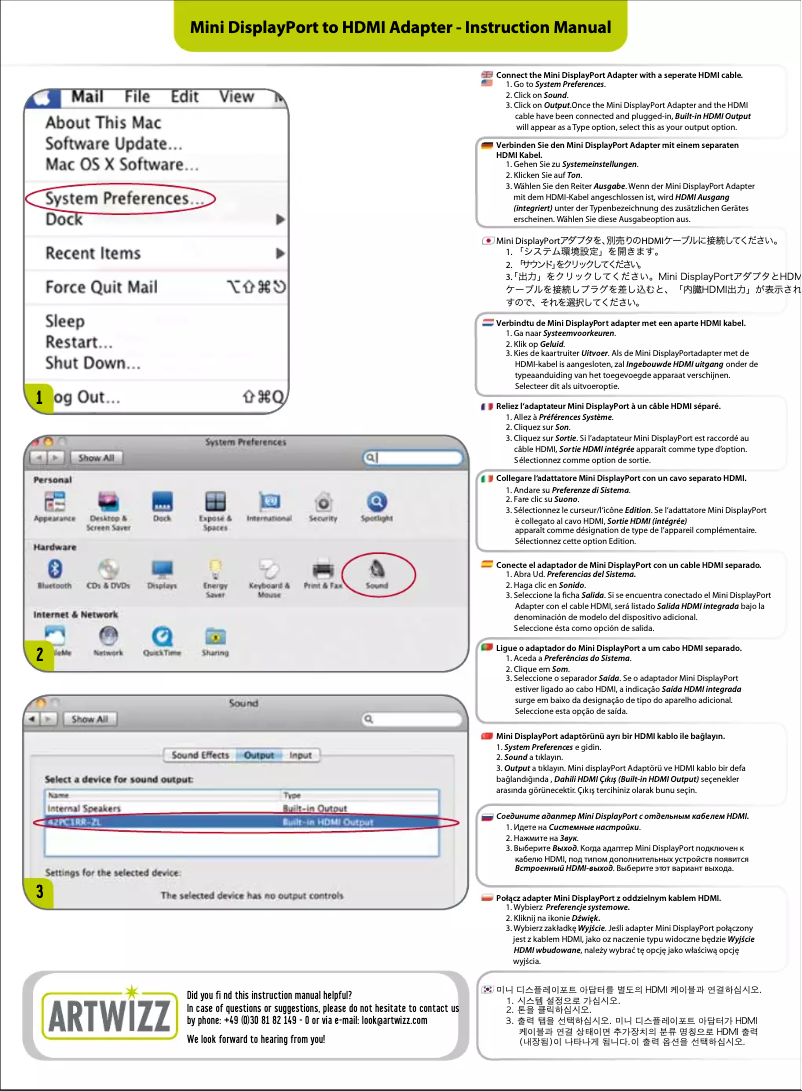 Page 1 of the manual User Manual Artwizz 0264-HDMI-MDPA-B