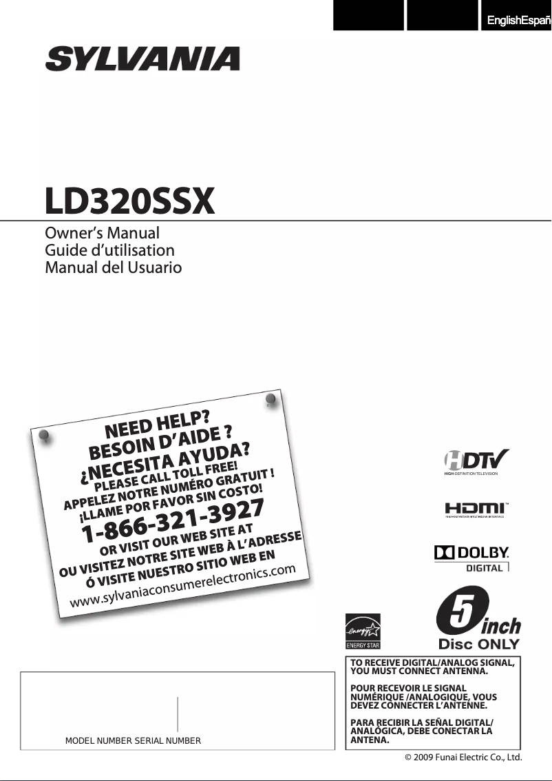 Page 1 of the manual User Manual Sylvania LD320SSX