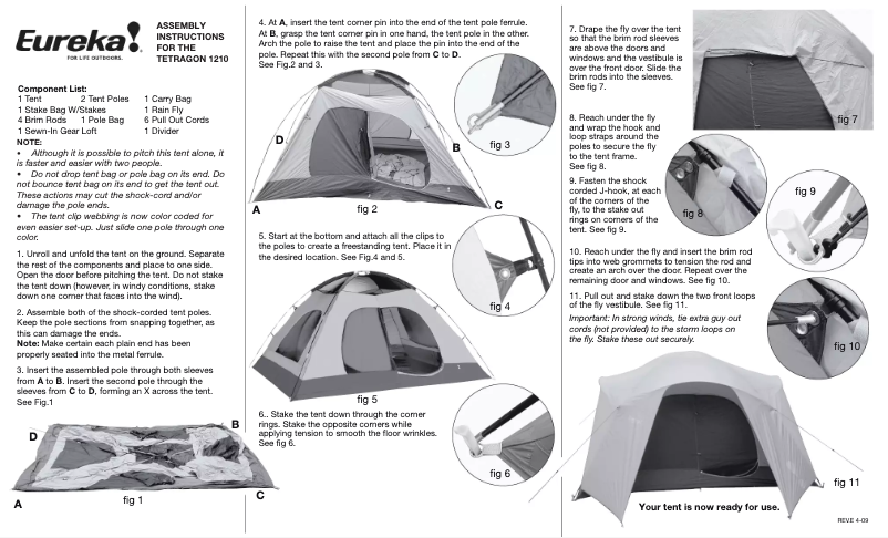 Page 1 of the manual User Manual Eureka Tetragon 1210