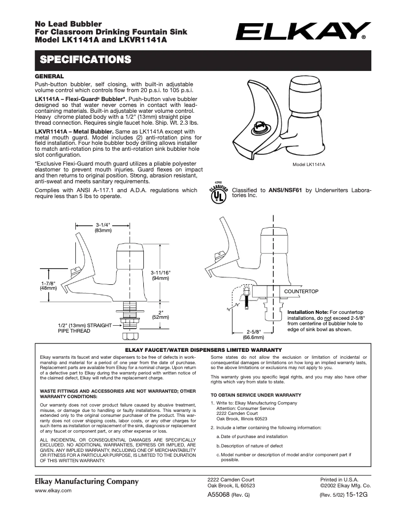 Image de la première page du manuel de l'appareil LK1141A