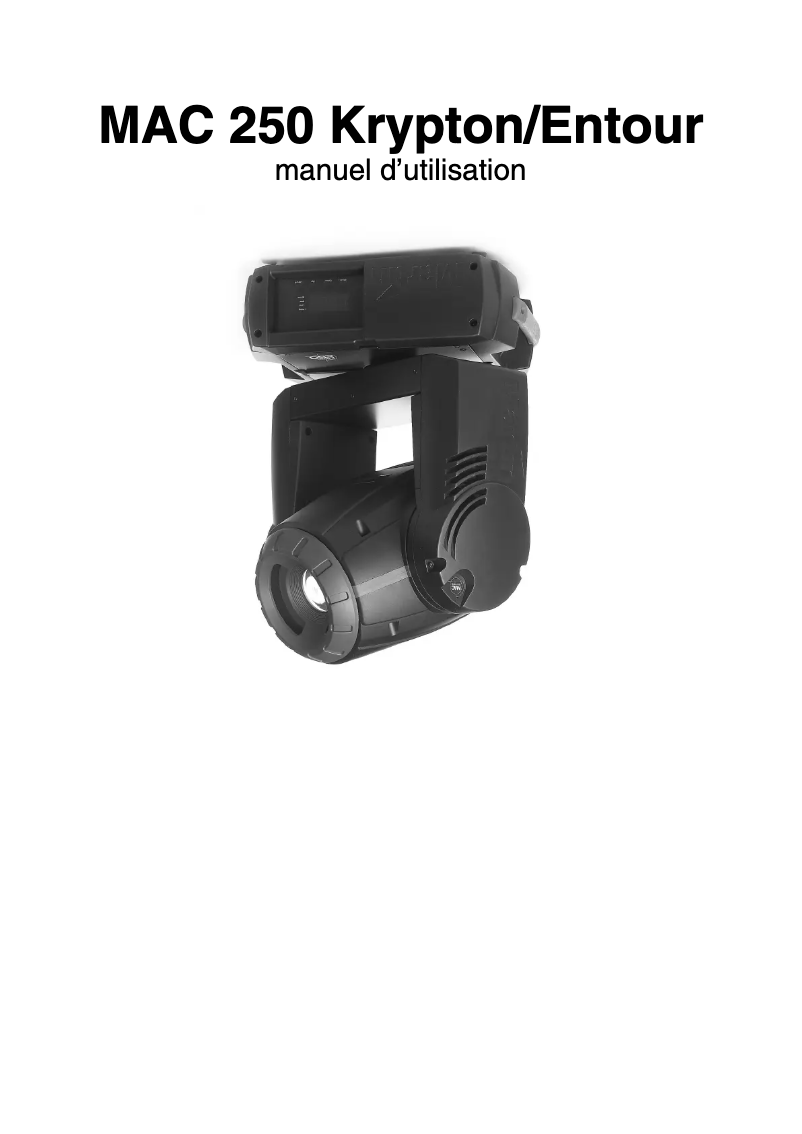 First page image of the manual for MAC 250 Entour