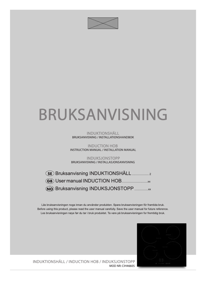 Page 1 of the manual User Manual Elvita CIH4660S