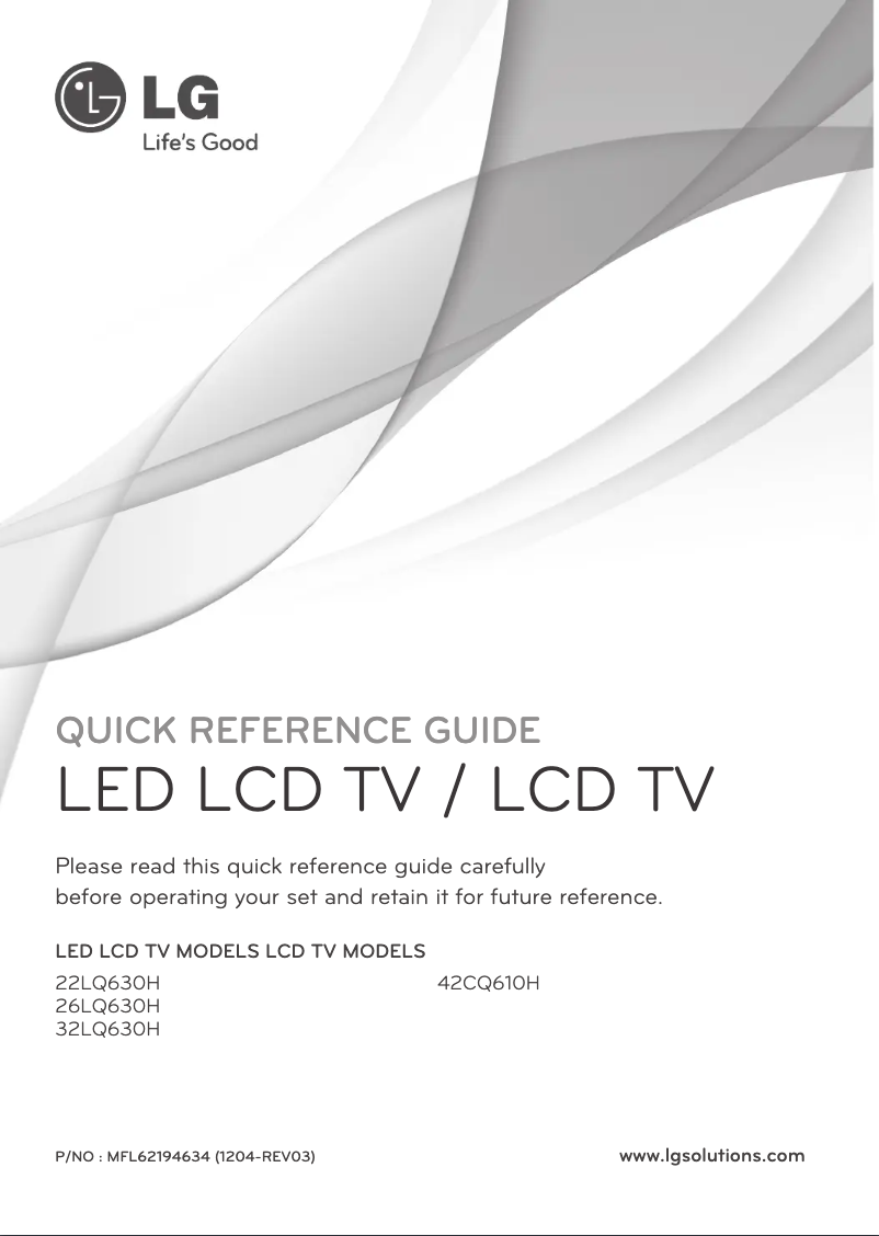 First page image of the manual for 32LQ630H