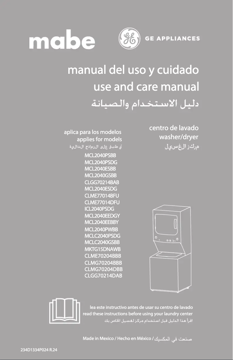 Page 1 of the manual User Manual Mabe MCL2040PSDG