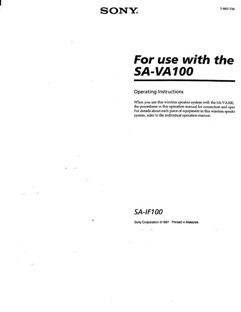 First page image of the manual for SA-IF100