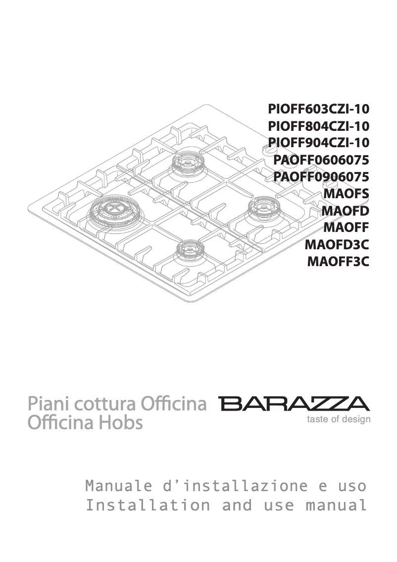 Page 1 of the manual User Manual Barazza 1POF60