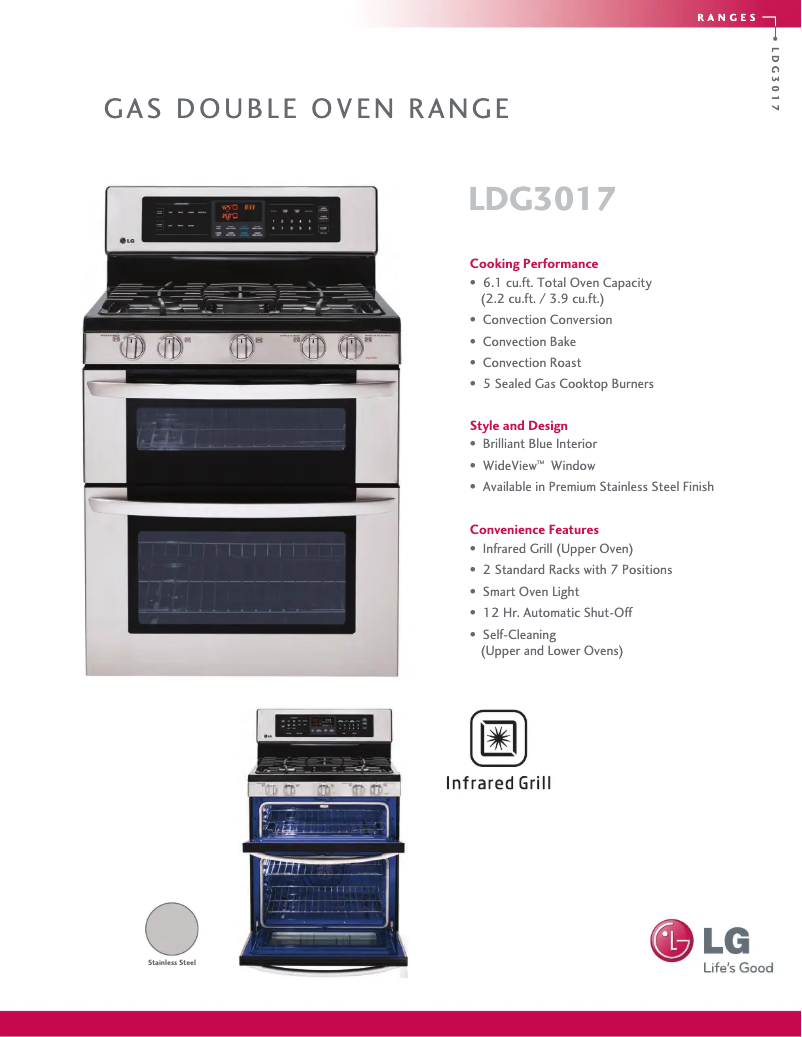 Page 1 of the manual Technical Sheet LG LDG3017ST