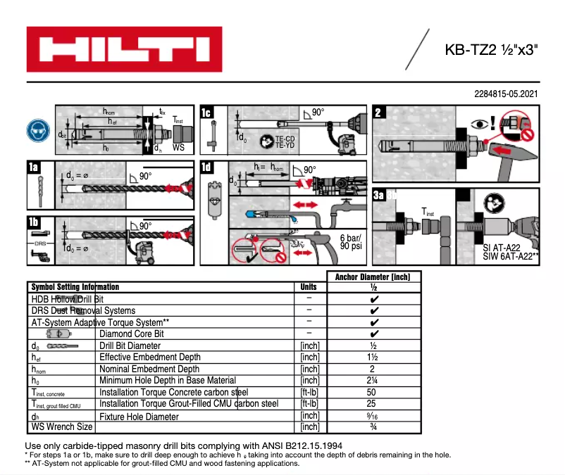 Page 1 of the manual User Manual Hilti KB-TZ2 CS