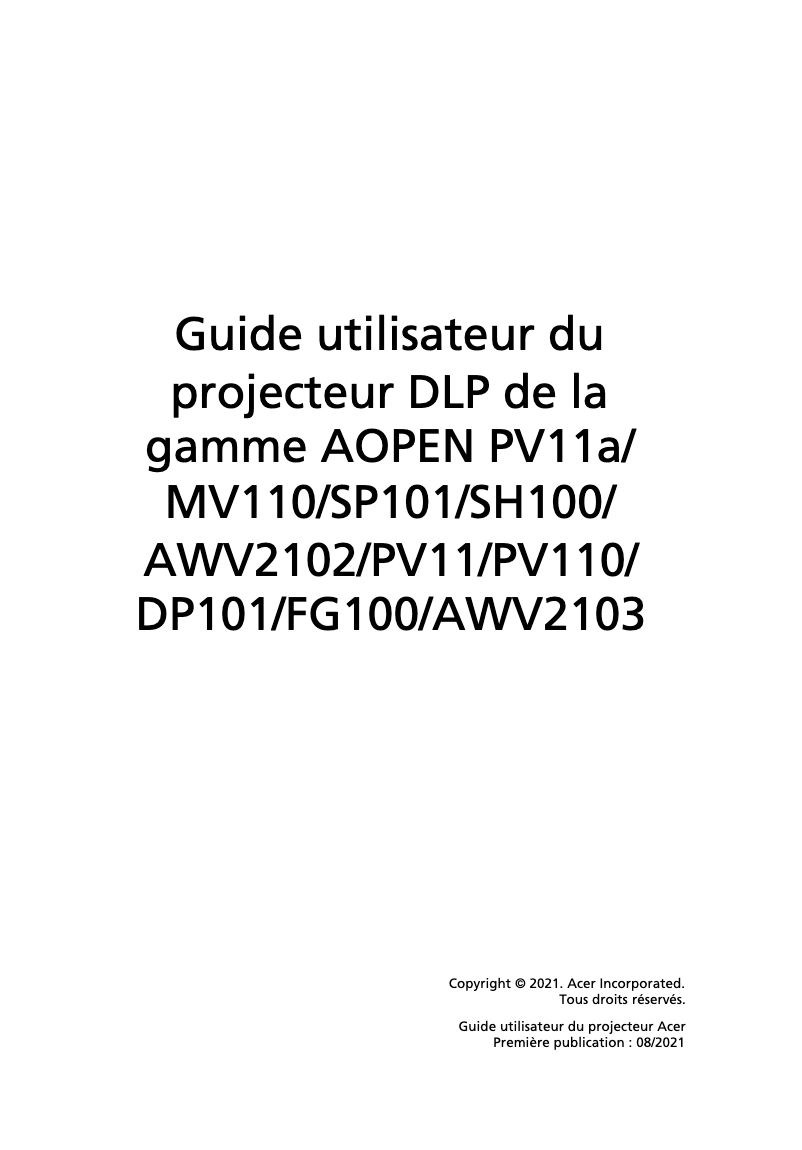 First page image of the manual for PV11