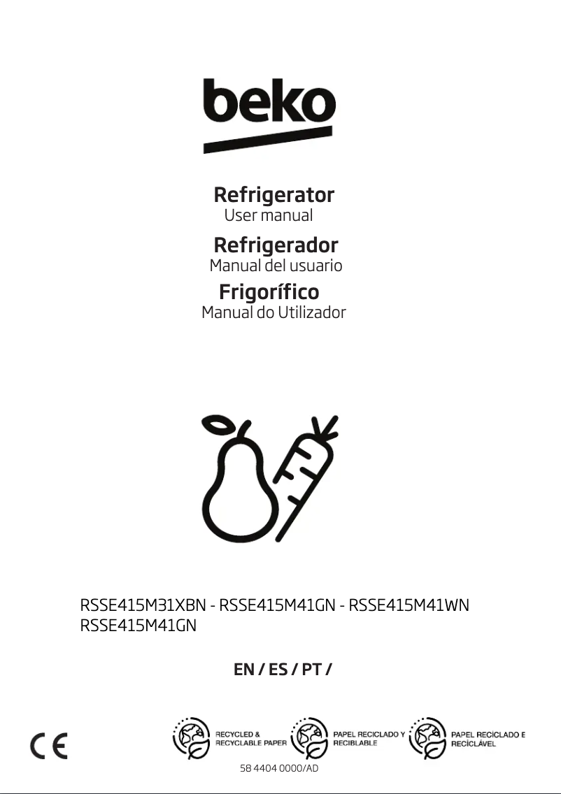 Page 1 of the manual User Manual Beko RSSE415M41GN