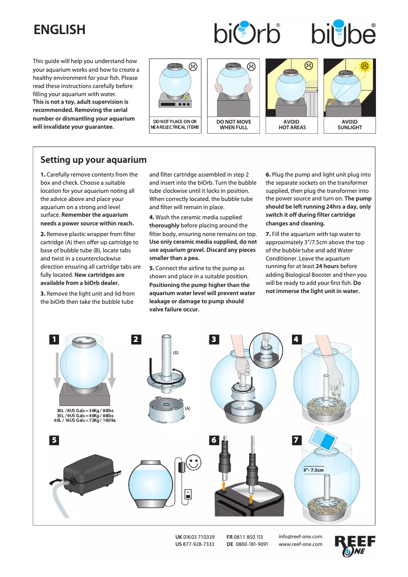 Page 1 of the manual User Manual Reef One biOrb