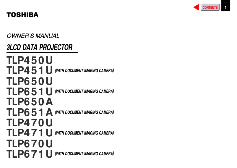 First page image of the manual for TLP-671U