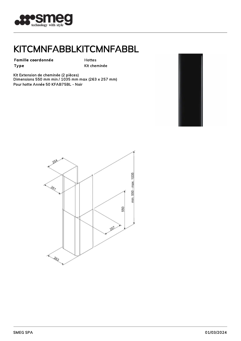 Page 1 of the manual User Manual Smeg KITCMNFABBL
