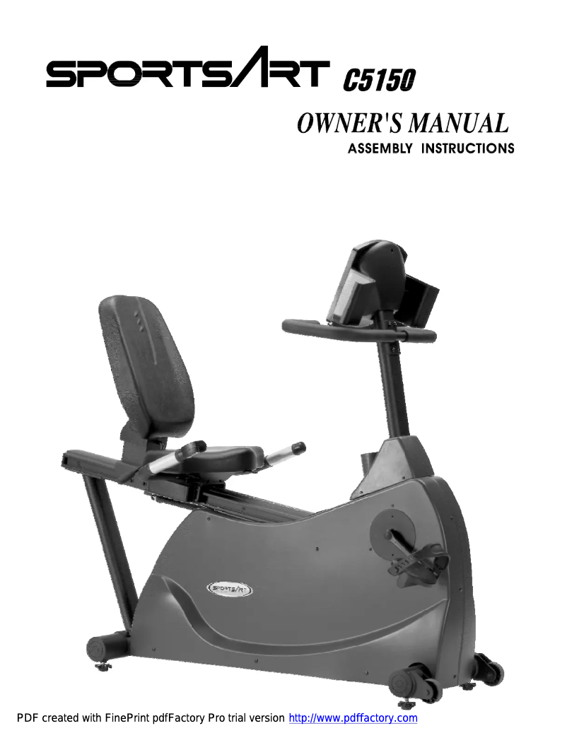 Page 1 of the manual User Manual SportsArt C5150
