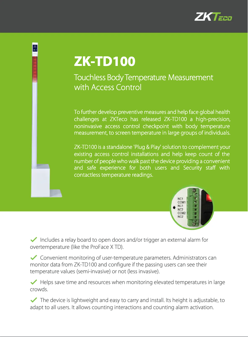 Image de la première page du manuel de l'appareil ZK-TD100