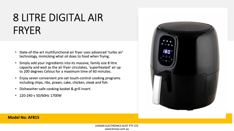 First page image of the manual for AF815