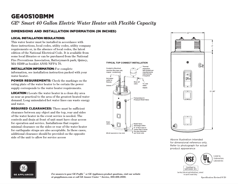 First page image of the manual for GE40S10BMM