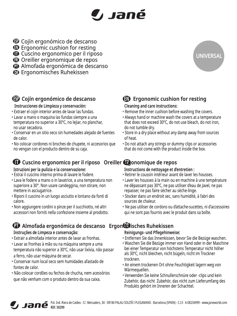 Page 1 of the manual User Manual Jane Ergonomic Baby Cushion