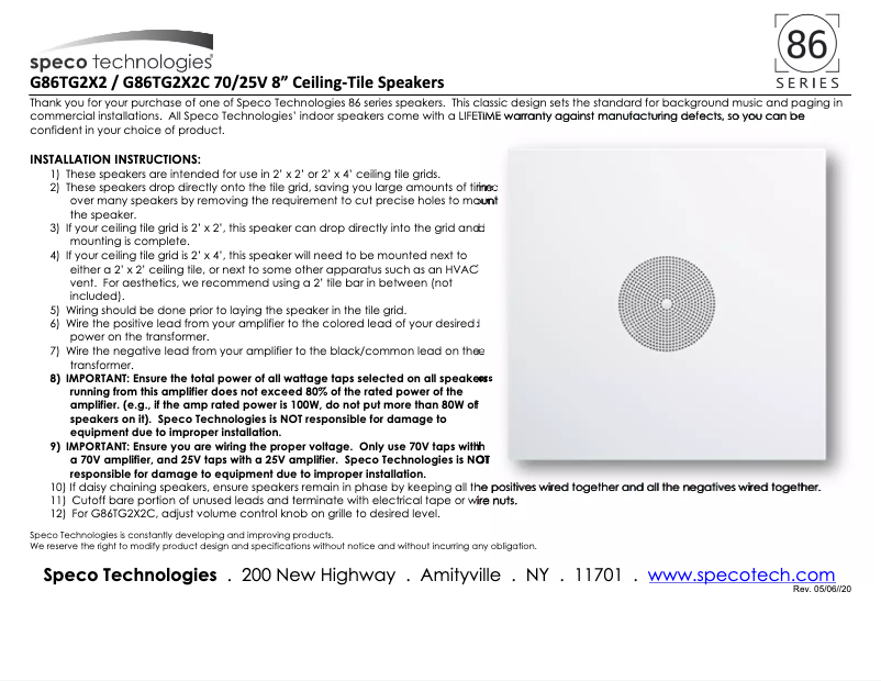 First page image of the manual for G86TG2X2