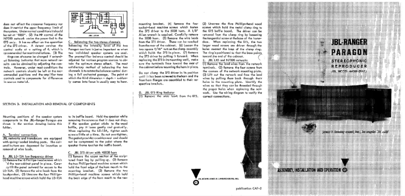 Page 1 of the manual User Manual JBL Paragon D44000WX
