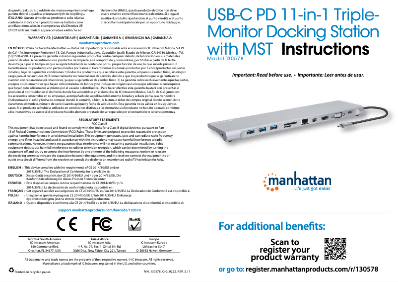 Page 1 of the manual User Manual Manhattan 130578