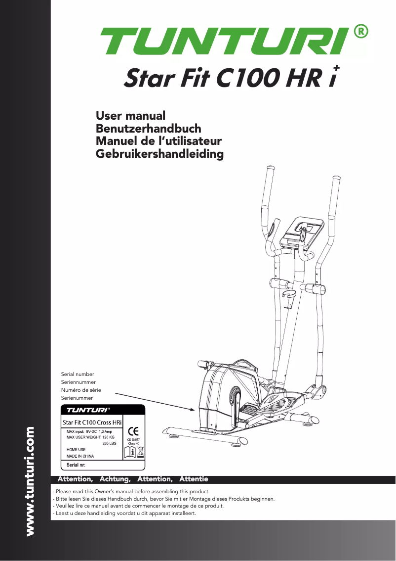 Page 1 of the manual User Manual Tunturi Star Fit C100 HR i-Plus