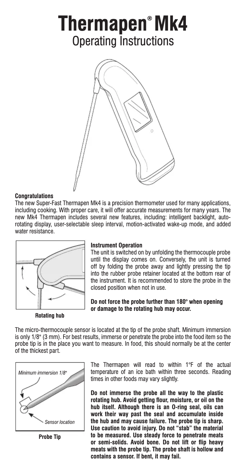 Page 1 of the manual User Manual ETI Thermapen Mk4
