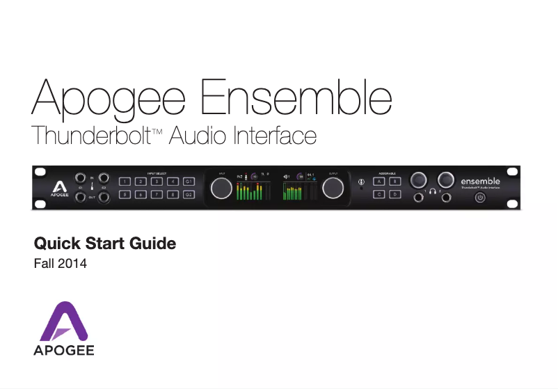 Page 1 of the manual User Manual Apogee Ensemble