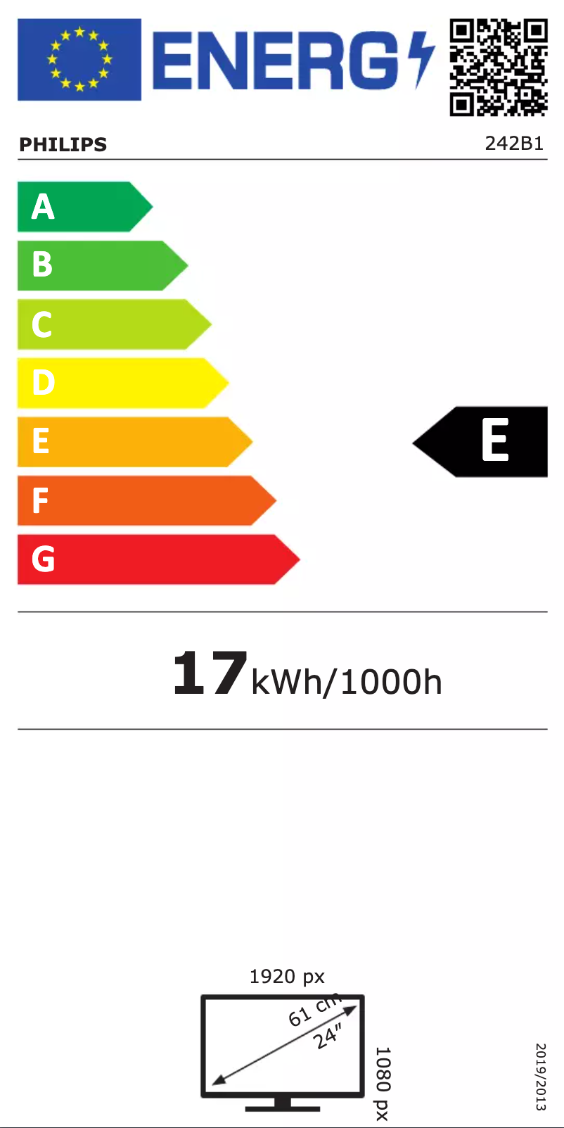 Page 1 of the manual Energy Label Philips B Line 242B1