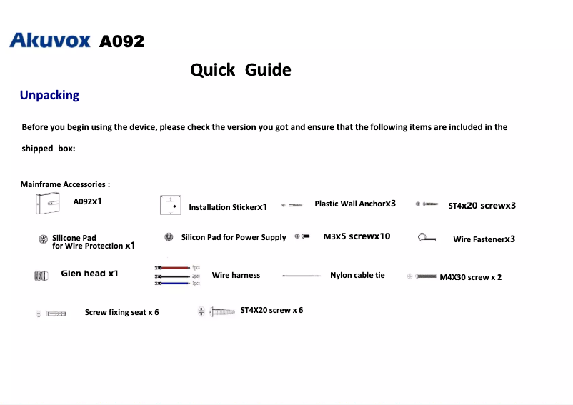 First page image of the manual for A092S