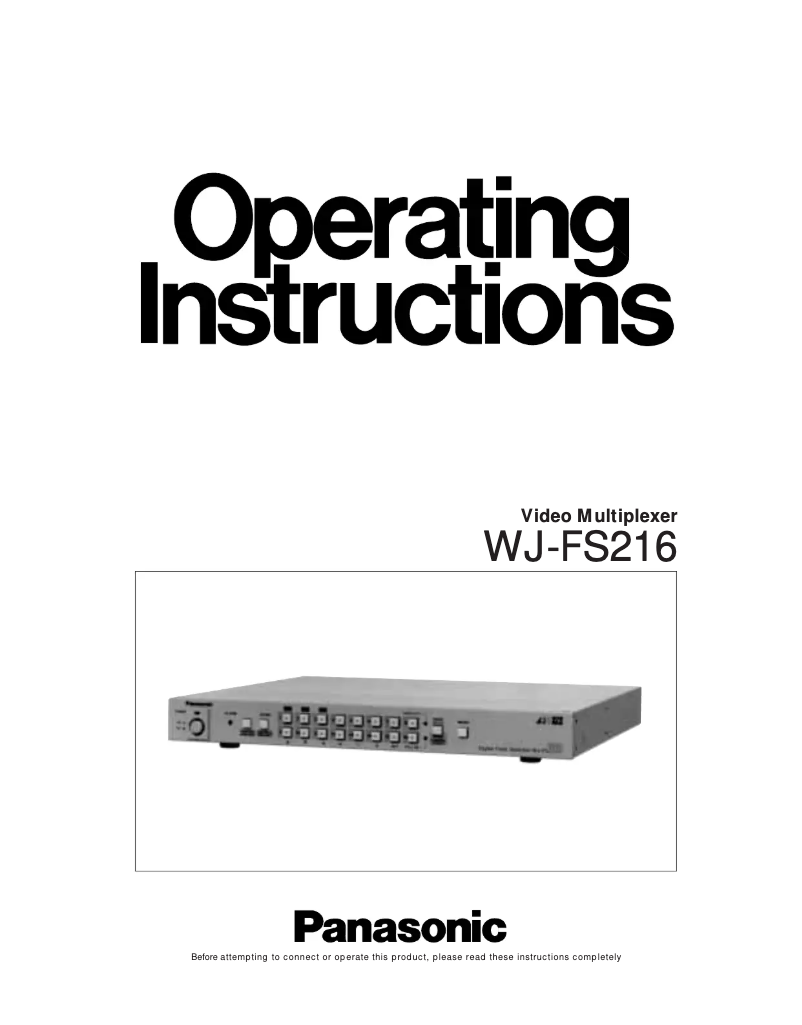 First page image of the manual for WJ-FS216