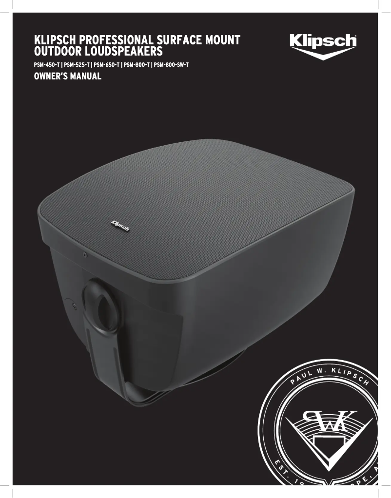 Page 1 of the manual User Manual Klipsch PSM-450-T