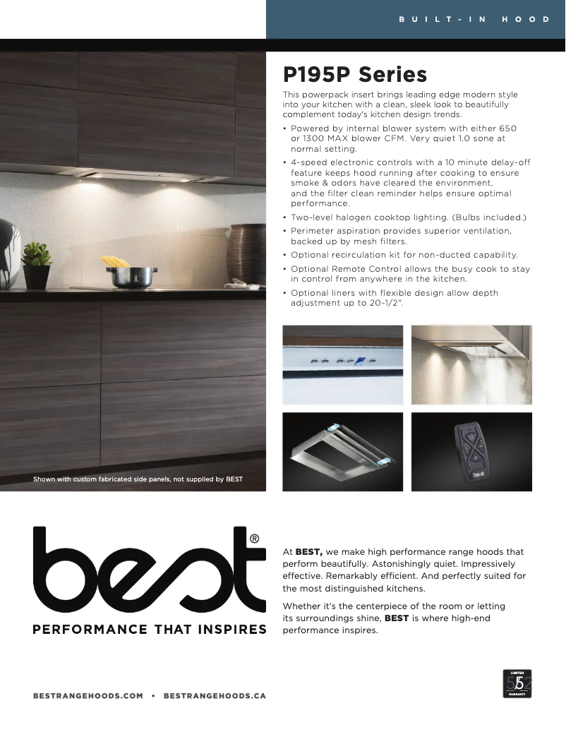 Page 1 of the manual Technical Sheet Best P195P2M70SB