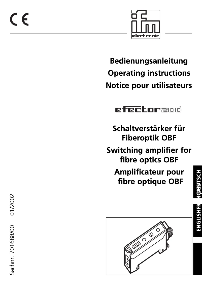 Page 1 of the manual User Manual IFM OB5027