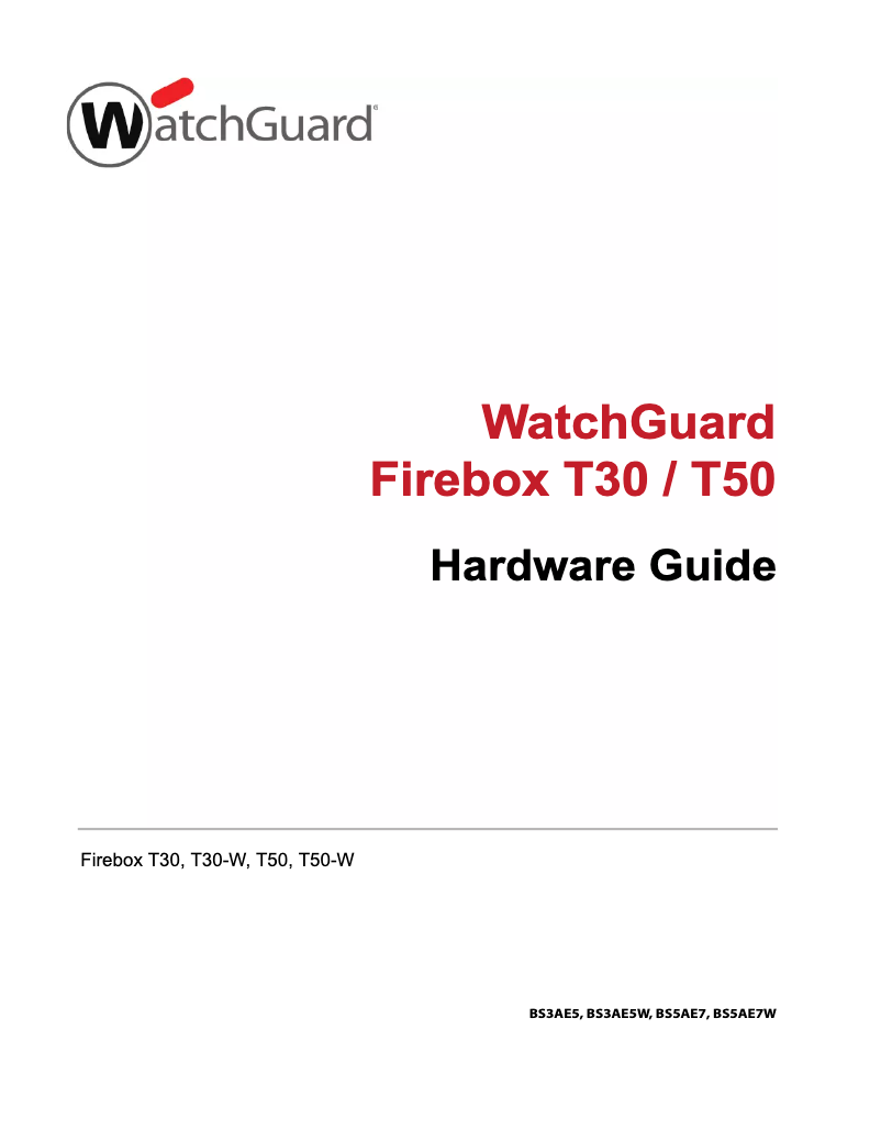 First page image of the manual for Firebox T50-W MSSP (WW)