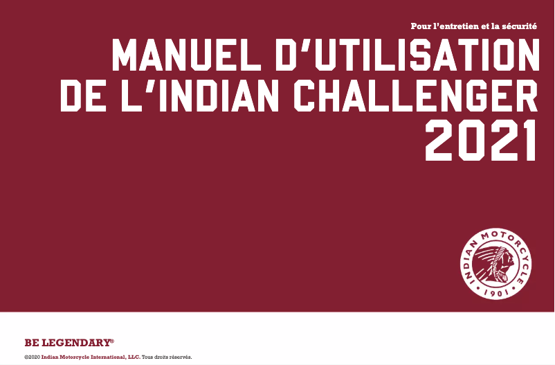 Page 1 of the manual User Manual Indian Challenger (2021)