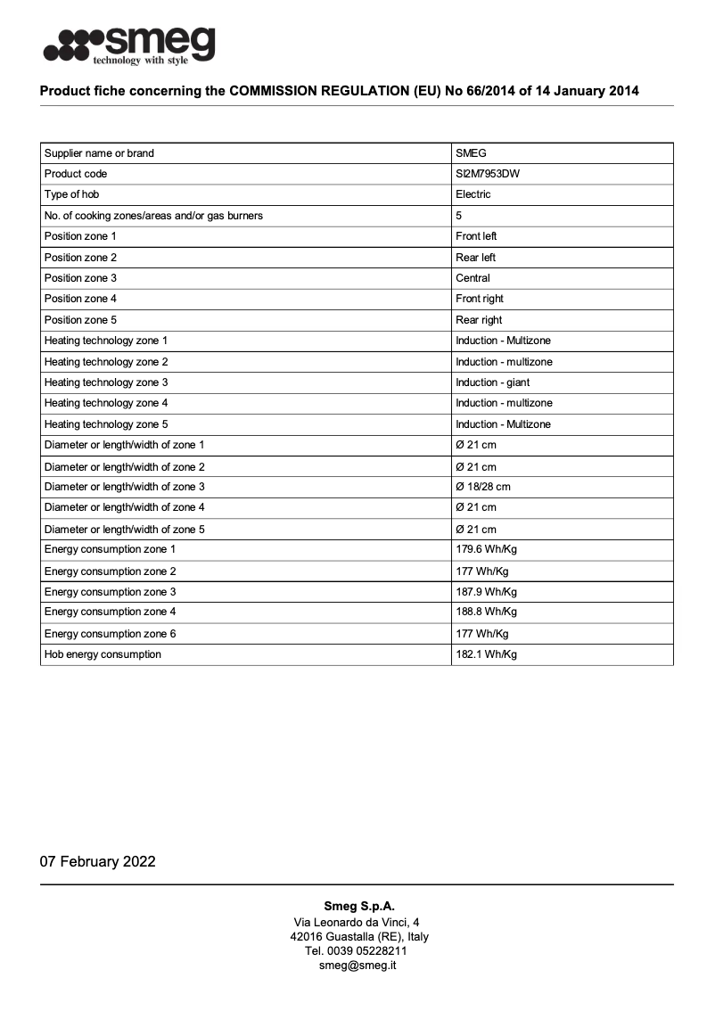 Page 1 of the manual Brochure Smeg SI2M7953DW