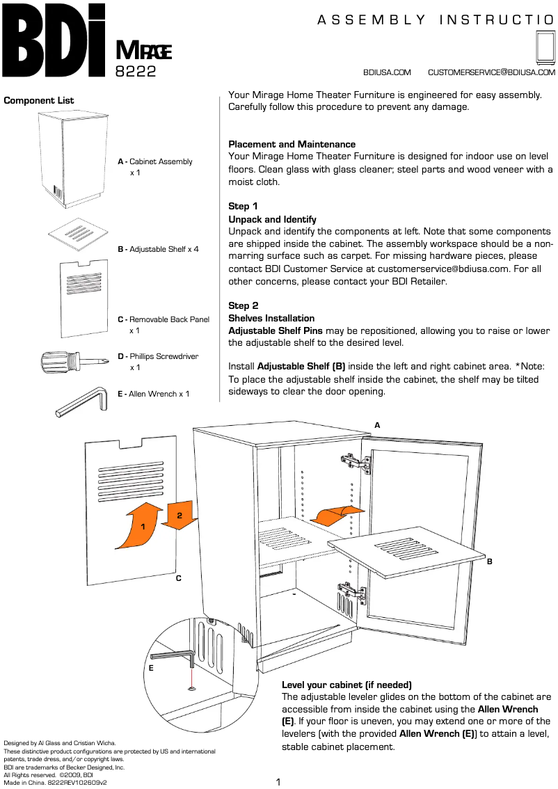 Page 1 of the manual Instruction Manual BDI Mirage 8222
