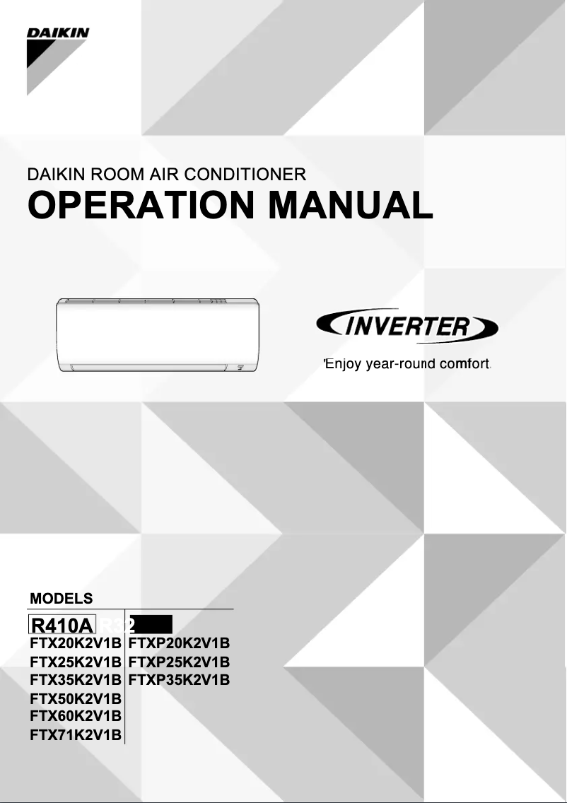 Page 1 of the manual User Manual Daikin FTX35K2V1B
