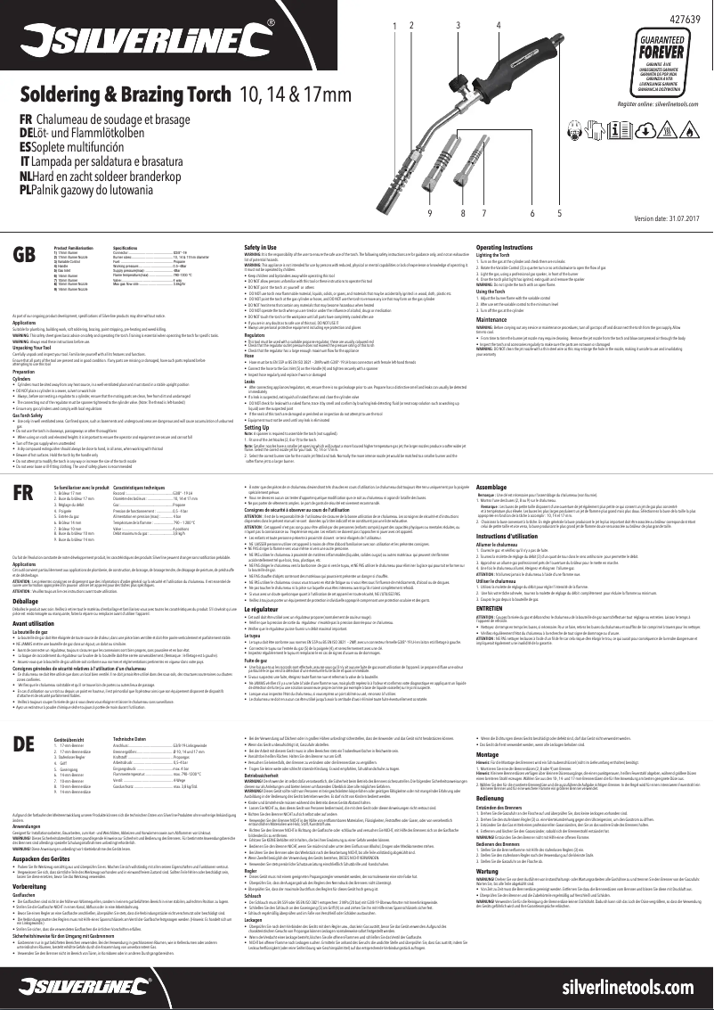 Page 1 of the manual User Manual Silverline 427639