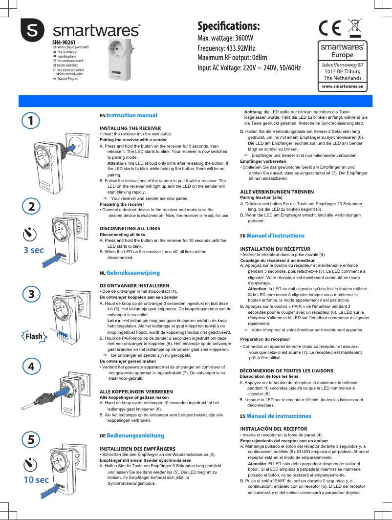 Page 1 of the manual User Manual Smartwares SH4-90261