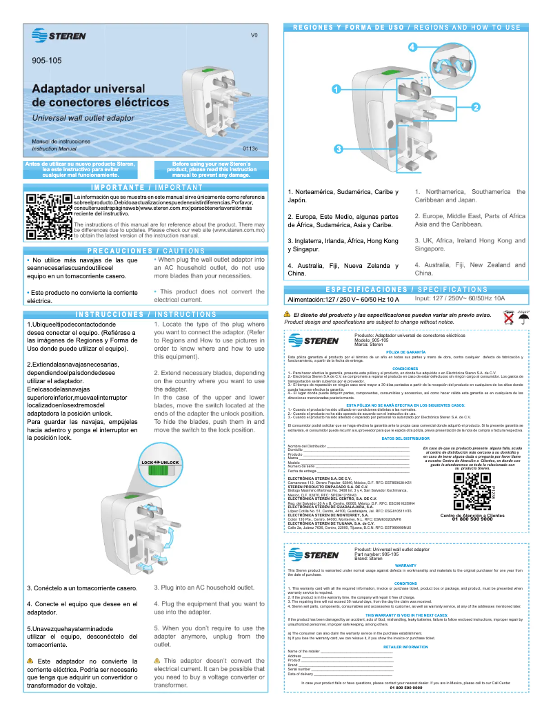 First page image of the manual for 905-105