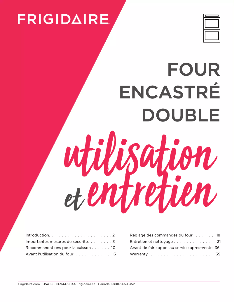 First page image of the manual for FCWD3027AD