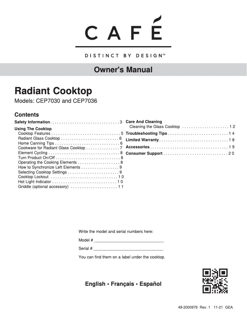 First page image of the manual for CEP70302MS1
